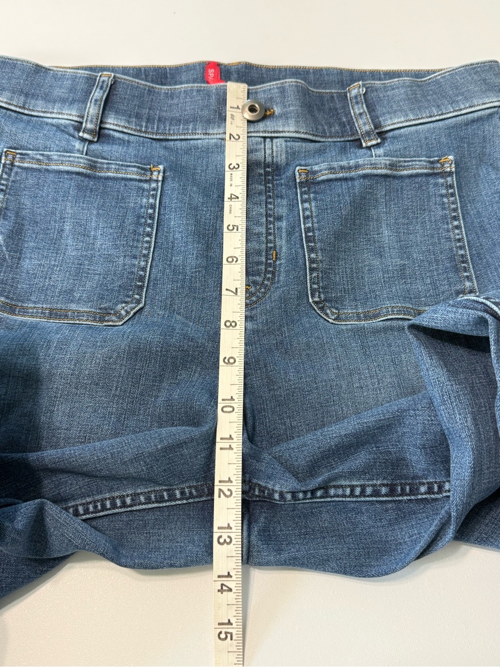 Spanx High Rise Cropped Wide Leg Jeans Blue Wash Women Size XL - Picture 10 of 13